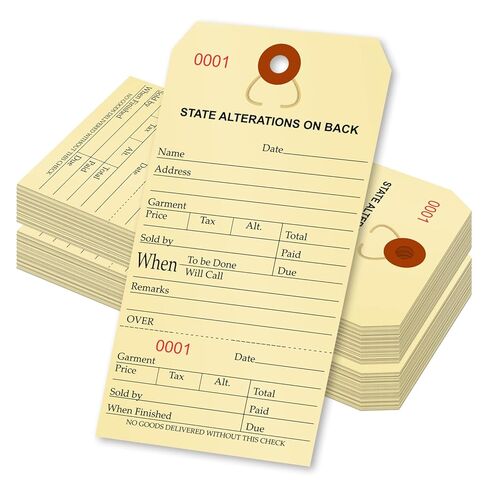 SmartSign Numbered Alteration Tags | 3.125" x 6.25" Manila Stock, Pack of 500 in Saudi Arabia