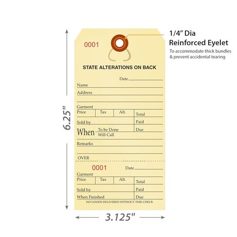 SmartSign Numbered Alteration Tags | 3.125" x 6.25" Manila Stock, Pack of 500 in Saudi Arabia