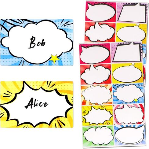 Super Hero Name Tag Stickers 250pcs - 3"x2" Waterproof Durable Labels for Kids Birthday Party, Classroom Supplies & Themed Decor - Personalized Superhero Stickers for School Events (250) in Kuwait
