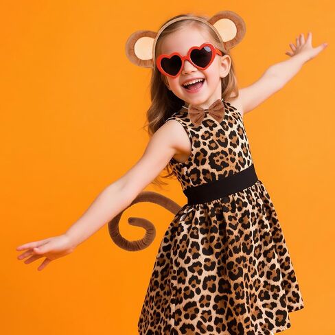 hoyuwak 3PCS Monkey Ears and Tail Accessory Set Monkey Ears Headband Tail Bow Costume Set for Women Men Halloween Cosplay Brown in Saudi Arabia