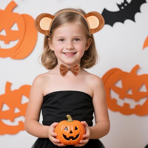 hoyuwak 3PCS Monkey Ears and Tail Accessory Set Monkey Ears Headband Tail Bow Costume Set for Women Men Halloween Cosplay Brown in Saudi Arabia