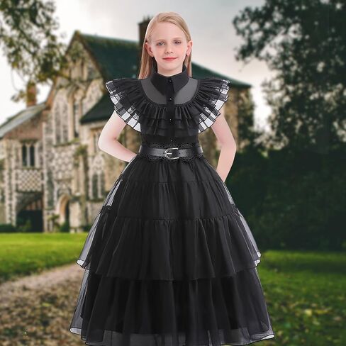 فستان أسود للأطفال فتيات ، عائلة Addams Cosplay Outfit Costumes Gothic Asys Halloween ، Family Party ، عيد ميلاد in Kuwait