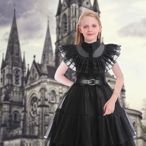 فستان أسود للأطفال فتيات ، عائلة Addams Cosplay Outfit Costumes Gothic Asys Halloween ، Family Party ، عيد ميلاد in Kuwait
