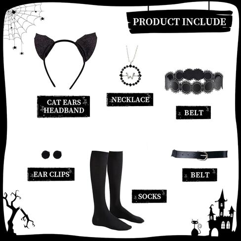 فستان أسود للأطفال فتيات ، عائلة Addams Cosplay Outfit Costumes Gothic Asys Halloween ، Family Party ، عيد ميلاد in Kuwait