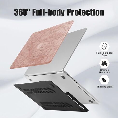 DTangLsm for MacBook Pro 16 inch Case 2025 2024-2021 M4 M3 M2 M1 A3403 A3186 A2991 A2780 A2485 Pro/Max, Elegant Texture Retro Leather Hard Shell Case+Keyboard Skin for Mac Pro 16,Embossed Floral Green in Kuwait