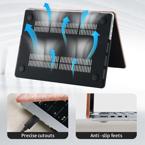 DTangLsm for MacBook Pro 16 inch Case 2025 2024-2021 M4 M3 M2 M1 A3403 A3186 A2991 A2780 A2485 Pro/Max, Elegant Texture Retro Leather Hard Shell Case+Keyboard Skin for Mac Pro 16,Embossed Floral Green in Kuwait