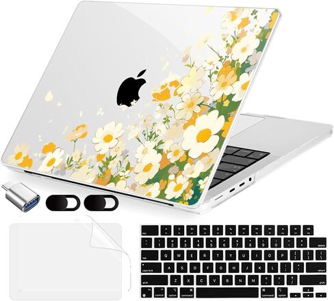 MecBevia for MacBook Pro 16 Inch Case (2025–2021, M4/M3/M2/M1 Pro & Max, Model A3403 A3186 A2991 A2780 A2485), Hard Shell & Keyboard Cover, Screen Protector, Webcam Cover, Adapter, Abstract Flower in Saudi Arabia