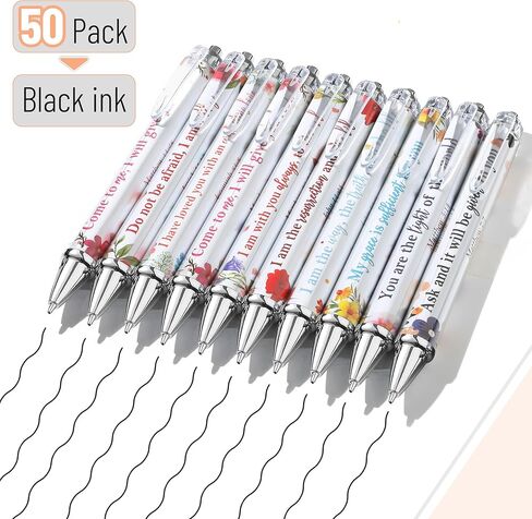 Mr. Pen- Christian Pen Set, 50 Pack, Black Ink, Floral, Bible Verse Pens, Ballpoint Bible Pens No Bleed Through in Saudi Arabia