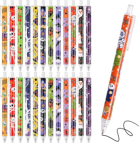 CCINEE 36 Pack Halloween Ballpoint Pen Bulk, Cute Cartoon Retractable Gel Ink Pen Witch Hat Bat Ghost Skull Tombstones for Party Gift Office Supplies in Saudi Arabia