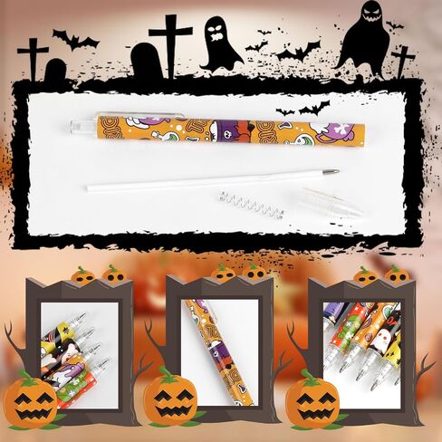 CCINEE 36 Pack Halloween Ballpoint Pen Bulk, Cute Cartoon Retractable Gel Ink Pen Witch Hat Bat Ghost Skull Tombstones for Party Gift Office Supplies in Saudi Arabia