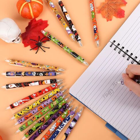 CCINEE 36 Pack Halloween Ballpoint Pen Bulk, Cute Cartoon Retractable Gel Ink Pen Witch Hat Bat Ghost Skull Tombstones for Party Gift Office Supplies in Saudi Arabia