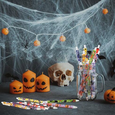 CCINEE 36 Pack Halloween Ballpoint Pen Bulk, Cute Cartoon Retractable Gel Ink Pen Witch Hat Bat Ghost Skull Tombstones for Party Gift Office Supplies in Saudi Arabia