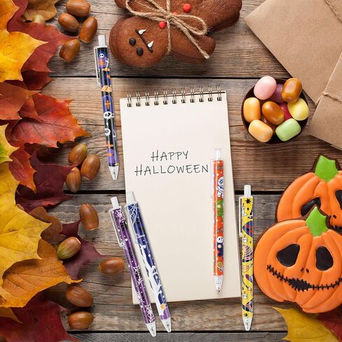 CCINEE 36 Pack Halloween Ballpoint Pen Bulk, Cute Cartoon Retractable Gel Ink Pen Witch Hat Bat Ghost Skull Tombstones for Party Gift Office Supplies in Saudi Arabia