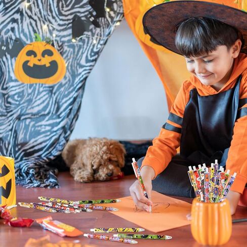 CCINEE 36 Pack Halloween Ballpoint Pen Bulk, Cute Cartoon Retractable Gel Ink Pen Witch Hat Bat Ghost Skull Tombstones for Party Gift Office Supplies in Saudi Arabia