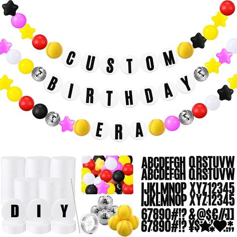 98 Pcs Softball Banner Decor Jumbo DIY Friendship Bracelet Birthday Banner Kit Customizable Party Giant Garland Decoration for Softball Themed Birthday Game Fans in Saudi Arabia
