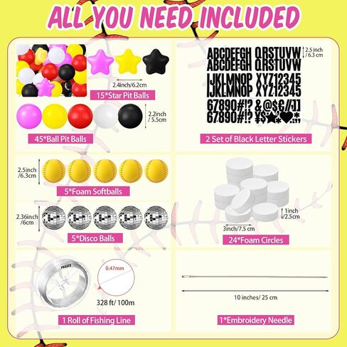 98 Pcs Softball Banner Decor Jumbo DIY Friendship Bracelet Birthday Banner Kit Customizable Party Giant Garland Decoration for Softball Themed Birthday Game Fans in Saudi Arabia