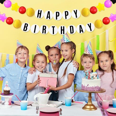 98 Pcs Softball Banner Decor Jumbo DIY Friendship Bracelet Birthday Banner Kit Customizable Party Giant Garland Decoration for Softball Themed Birthday Game Fans in Saudi Arabia