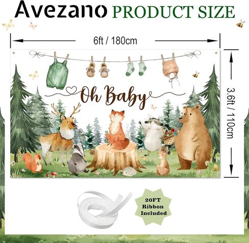 Avezano Woodland Dust Dream Decorations Woodland Baby Shower Party Lanner للأطفال 6 × 3.6 قدم حيوانات صغيرة in Saudi Arabia