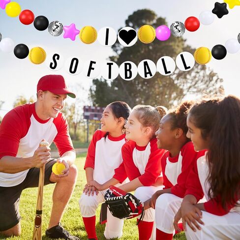 98 Pcs Softball Banner Decor Jumbo DIY Friendship Bracelet Birthday Banner Kit Customizable Party Giant Garland Decoration for Softball Themed Birthday Game Fans in Saudi Arabia