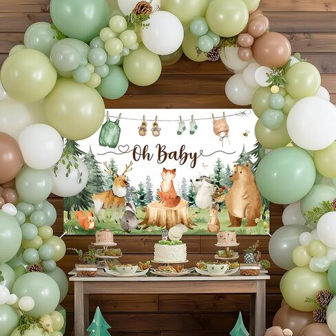 Avezano Woodland Dust Dream Decorations Woodland Baby Shower Party Lanner للأطفال 6 × 3.6 قدم حيوانات صغيرة in Saudi Arabia