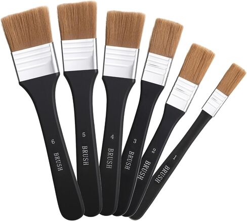 6Pcs Acrylic Paint Brushes for Acrylic Painting on Canvas Wide Flat Watercolor Brush Art Paint Brush Varnish Brushes Flat Artist Chip Brushs for Oil Gesso Canvas in Saudi Arabia