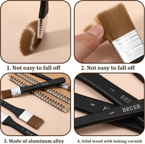 6Pcs Acrylic Paint Brushes for Acrylic Painting on Canvas Wide Flat Watercolor Brush Art Paint Brush Varnish Brushes Flat Artist Chip Brushs for Oil Gesso Canvas in Saudi Arabia
