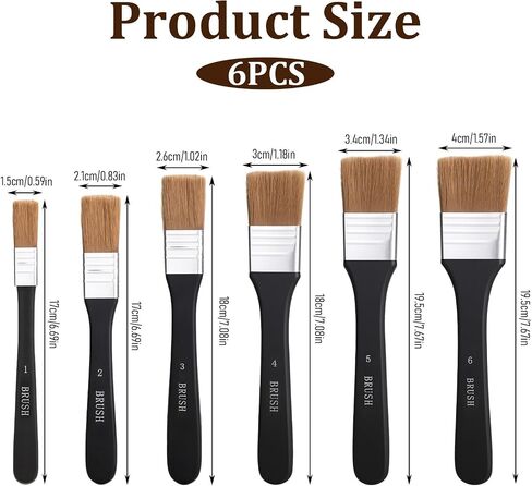 6Pcs Acrylic Paint Brushes for Acrylic Painting on Canvas Wide Flat Watercolor Brush Art Paint Brush Varnish Brushes Flat Artist Chip Brushs for Oil Gesso Canvas in Saudi Arabia