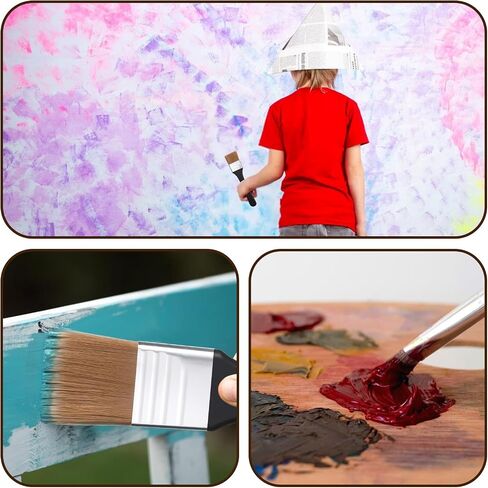 6Pcs Acrylic Paint Brushes for Acrylic Painting on Canvas Wide Flat Watercolor Brush Art Paint Brush Varnish Brushes Flat Artist Chip Brushs for Oil Gesso Canvas in Saudi Arabia