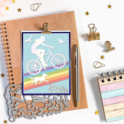 GLOBLELAND Cycling Bicycle Cutting Dies for DIY Scrapbooking Metal Cyclist Rider Cut Dies Bikes and Birds Die Cuts for Card Making Embossing Photo Album Craft Decor in Saudi Arabia