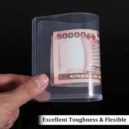 6 Pack Dollar Bill Sleeves,8" X 4.3" PVC Clear Dollar Bill Holder Money Plastic Sleeves for Cash Waterproof Currency Holder for Bills Currency Topload Holders Bills Protectors for Collectors in Saudi Arabia