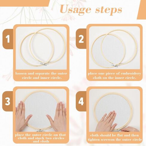 24 Pcs 8 Inch Embroidery Hoops, Decorative Round Cross Stitch Hoop, Circle Bamboo Wooden Hoops for Crafts Art DIY Needlework Supplies in Saudi Arabia