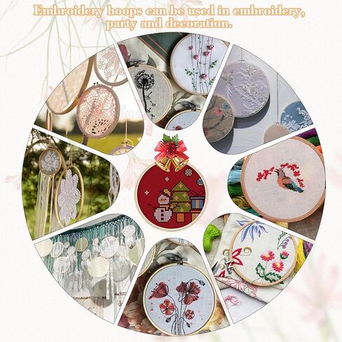 24 Pcs 8 Inch Embroidery Hoops, Decorative Round Cross Stitch Hoop, Circle Bamboo Wooden Hoops for Crafts Art DIY Needlework Supplies in Saudi Arabia