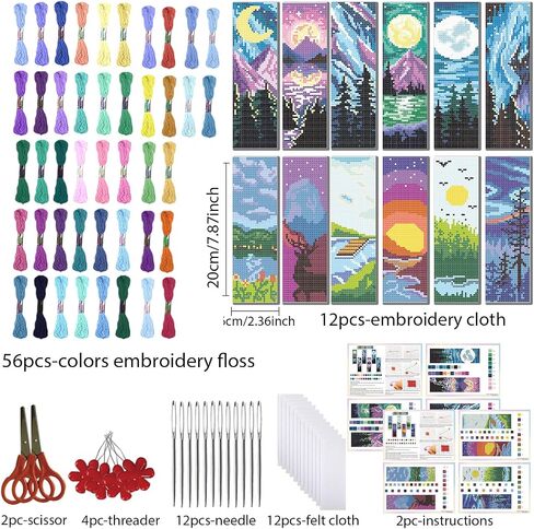 FreeBloss 12pcs Cross Stitch Stitch Kit للمبتدئين البالغين نمط المناظر الطبيعية الجميلة مختومة مجموعة الإشارة المرجعية مع تعليمات مرجعية مرجعية DIY لهدية 8 "x2.4" in Saudi Arabia