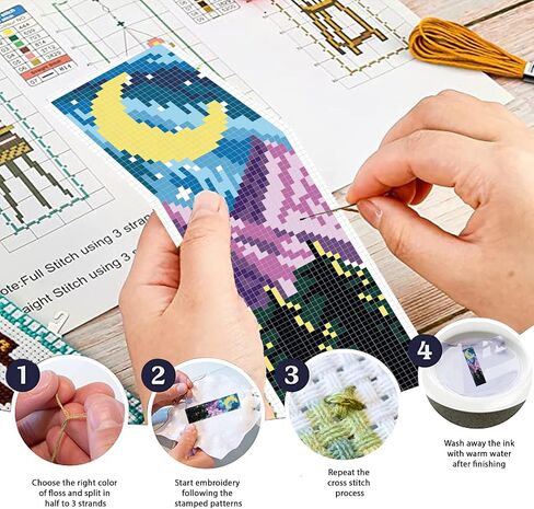 FreeBloss 12pcs Cross Stitch Stitch Kit للمبتدئين البالغين نمط المناظر الطبيعية الجميلة مختومة مجموعة الإشارة المرجعية مع تعليمات مرجعية مرجعية DIY لهدية 8 "x2.4" in Saudi Arabia