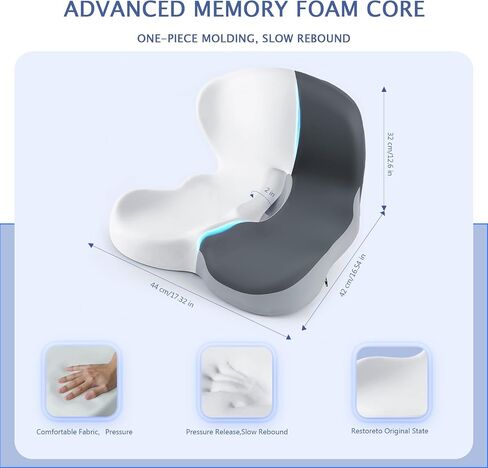 Truck Seat Cushion for Truck Driver Office Chair Cushion Semi Truck Driver Seat Cushion Memory Foam Car Seat Cushion with Lumbar Support Relieve Back Pain Sciatica Pain for Long Drives(Light Grey) in Saudi Arabia