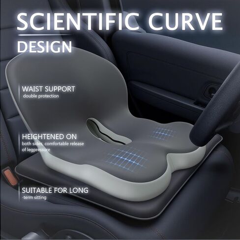 Truck Seat Cushion for Truck Driver Office Chair Cushion Semi Truck Driver Seat Cushion Memory Foam Car Seat Cushion with Lumbar Support Relieve Back Pain Sciatica Pain for Long Drives(Light Grey) in Saudi Arabia