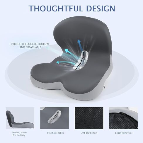 Truck Seat Cushion for Truck Driver Office Chair Cushion Semi Truck Driver Seat Cushion Memory Foam Car Seat Cushion with Lumbar Support Relieve Back Pain Sciatica Pain for Long Drives(Light Grey) in Saudi Arabia