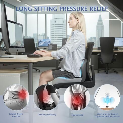 Truck Seat Cushion for Truck Driver Office Chair Cushion Semi Truck Driver Seat Cushion Memory Foam Car Seat Cushion with Lumbar Support Relieve Back Pain Sciatica Pain for Long Drives(Light Grey) in Saudi Arabia