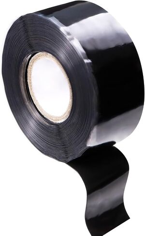 FOURGUN Self Fusing Silicone Tape Black 1" x 16.4FT Heavy Duty Waterproof Leak Proof Repair Tape for Plumbing Hose Pipeline Electrical Wrapping Emergency Seal for Hot/Cold Pipes & Tools in Kuwait