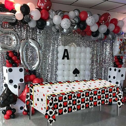 3-Pack Poker Tablecloths - 86"x51" Waterproof Plastic Casino Table Cover for Game Nights, Casino Themed Party Decoration, Playing Card Birthdays in Saudi Arabia