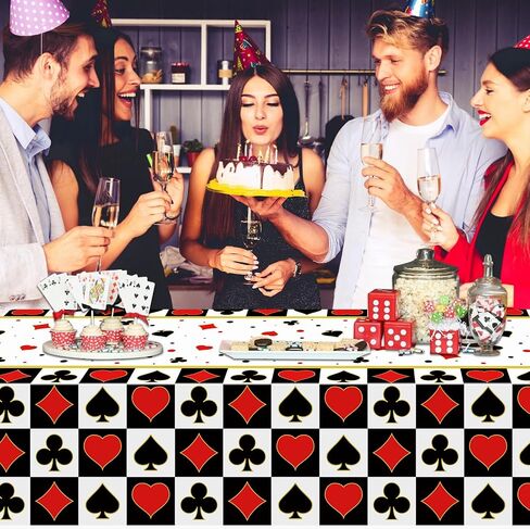 3-Pack Poker Tablecloths - 86"x51" Waterproof Plastic Casino Table Cover for Game Nights, Casino Themed Party Decoration, Playing Card Birthdays in Saudi Arabia