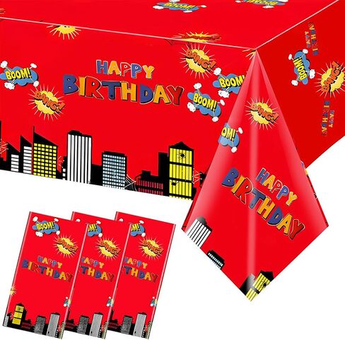3pcs superhero party table cloth ، كبيرة 54 × 108 بوصة من مفارش المائدة البلاستيكية للاحتفالات عيد ميلاد الأطفال ، وزينة طاولة احتفالية ممتعة لصالح حزب بطل العنكبوت in Kuwait