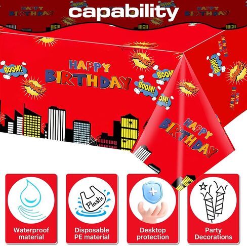 3pcs superhero party table cloth ، كبيرة 54 × 108 بوصة من مفارش المائدة البلاستيكية للاحتفالات عيد ميلاد الأطفال ، وزينة طاولة احتفالية ممتعة لصالح حزب بطل العنكبوت in Kuwait