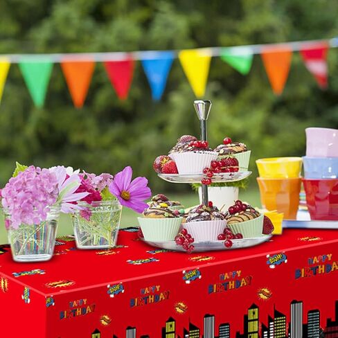 3pcs superhero party table cloth ، كبيرة 54 × 108 بوصة من مفارش المائدة البلاستيكية للاحتفالات عيد ميلاد الأطفال ، وزينة طاولة احتفالية ممتعة لصالح حزب بطل العنكبوت in Kuwait