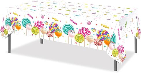 3 Pcs Lollipop Plastic Tablecloth, Disposable Table Cover, Sweet Holiday Package Party Supplies, Suitable for All Kinds of Themed Parties, Picnic Party in Saudi Arabia