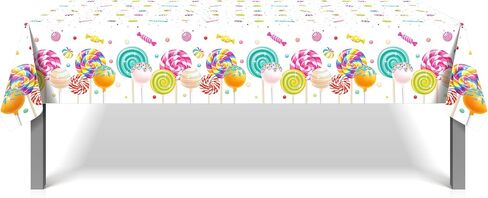 3 Pcs Lollipop Plastic Tablecloth, Disposable Table Cover, Sweet Holiday Package Party Supplies, Suitable for All Kinds of Themed Parties, Picnic Party in Saudi Arabia