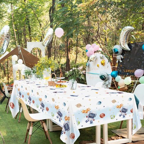 3Pcs First Trip Around The Sun Tablecloth 108x54 inch Space Birthday Plastic Disposable Outer Space Table Cover Solar System Table Decoration Space Theme Party Baby Shower Supplies in Saudi Arabia