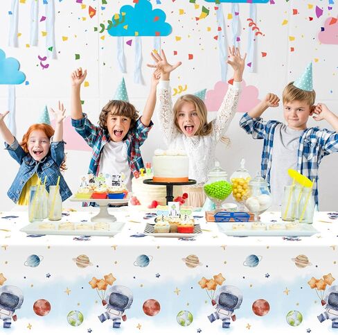 3Pcs First Trip Around The Sun Tablecloth 108x54 inch Space Birthday Plastic Disposable Outer Space Table Cover Solar System Table Decoration Space Theme Party Baby Shower Supplies in Saudi Arabia