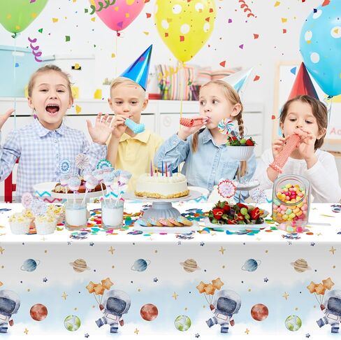 3Pcs First Trip Around The Sun Tablecloth 108x54 inch Space Birthday Plastic Disposable Outer Space Table Cover Solar System Table Decoration Space Theme Party Baby Shower Supplies in Saudi Arabia