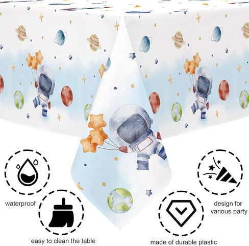 3Pcs First Trip Around The Sun Tablecloth 108x54 inch Space Birthday Plastic Disposable Outer Space Table Cover Solar System Table Decoration Space Theme Party Baby Shower Supplies in Saudi Arabia
